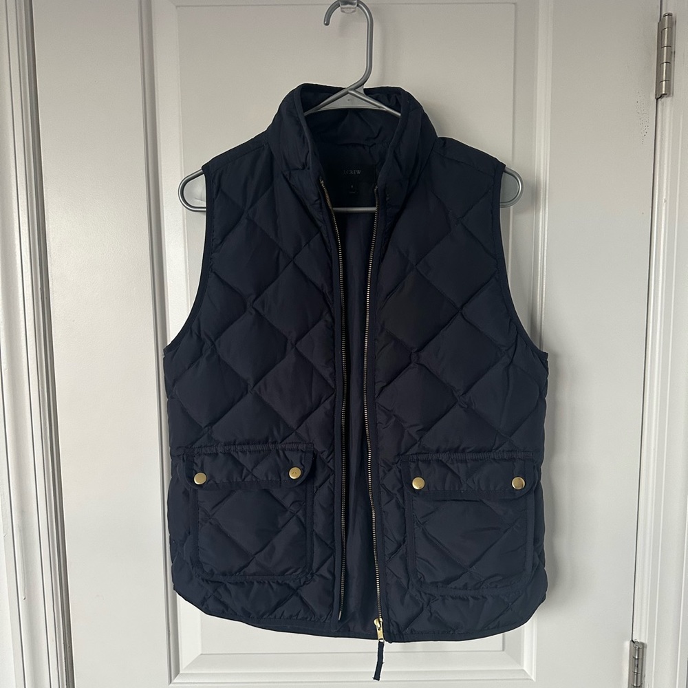 J. Crew Navy Quilted Puffer Vest